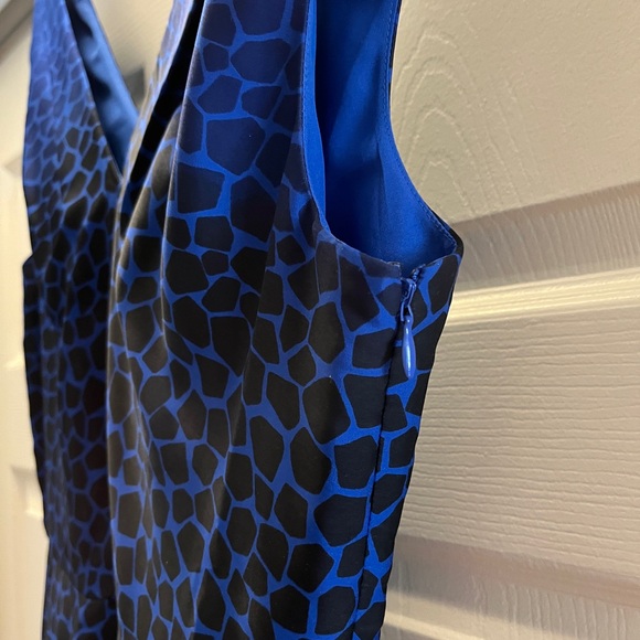 NWT LOFT Blue/black A-line dress (size 10) - Picture 3 of 5